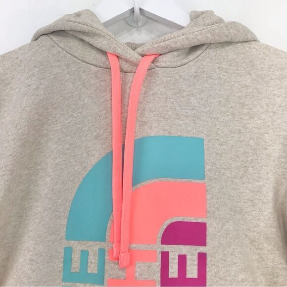 The North Face Light Gray Colorful Logo Hooded Pullover Sweatshirt - Picture 3 of 16